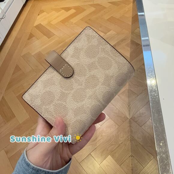 NWT Coach 2-in-1 Wallet Blocked Signature Canvas CBK54 Gold/Sand/Tan - Picture 7 of 7